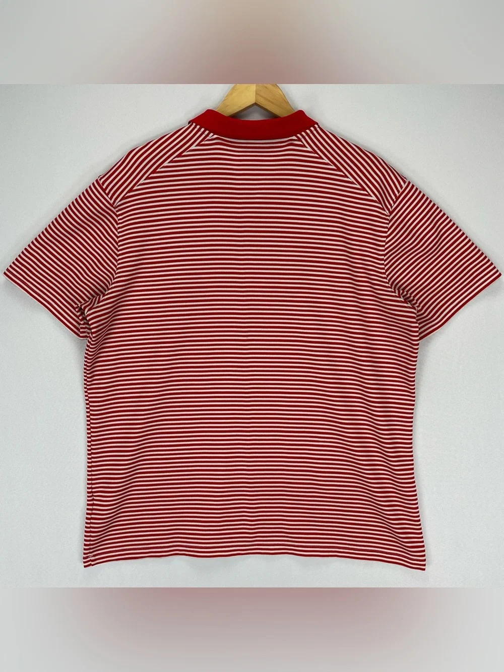 Nike Golf Polo Shirt Men's XL Red White Striped Standard Fit Performance Knit